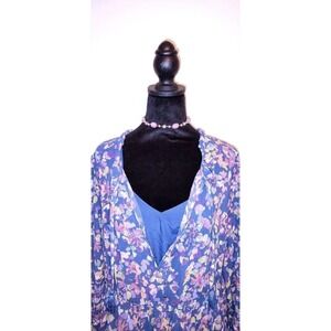 Cottage Boho Floral Maxi Dress with Separate Slip - Elastic Waist Easter - M